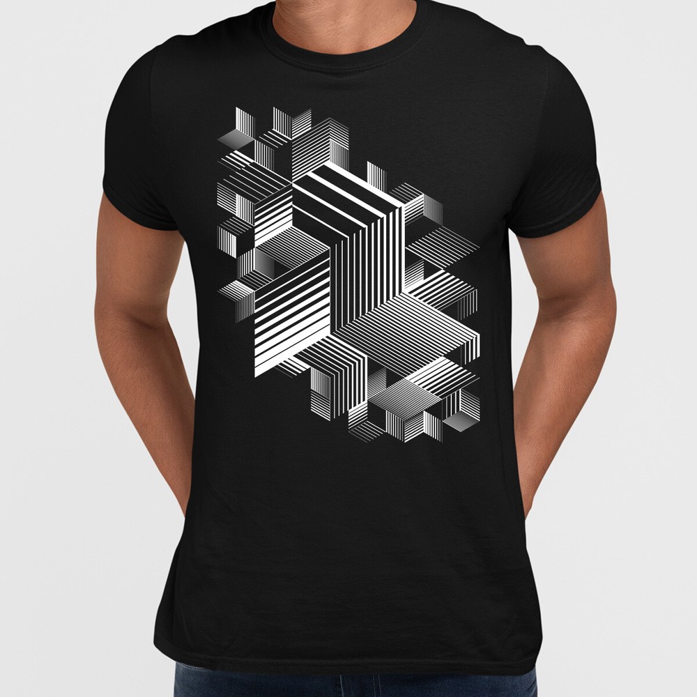 Abstract 3D Linear striped Dimensional Retro Style graphic element T-shirt-image