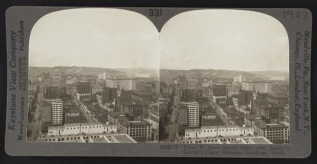 Seattle Washington 1920s View North from Smith Building Business District