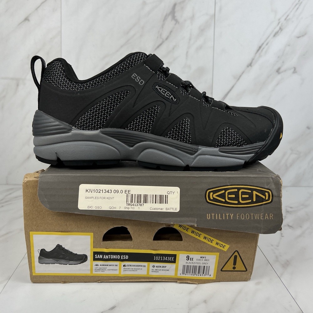 Keen San Antonio ESD Mens Size 9 EE Wide Black Work Boots Shoes 1021343EE