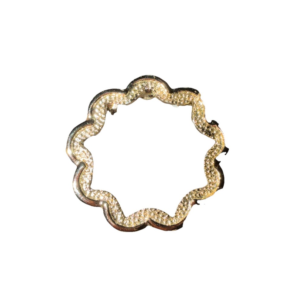 Vintage Gerrys signed Brooch Pin Silver Tone Circle Wreath  Rhinestones