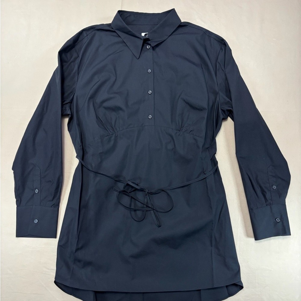 NWOT GAP Black Maternity Long Sleeve Cotton Collared Shirt Size Large