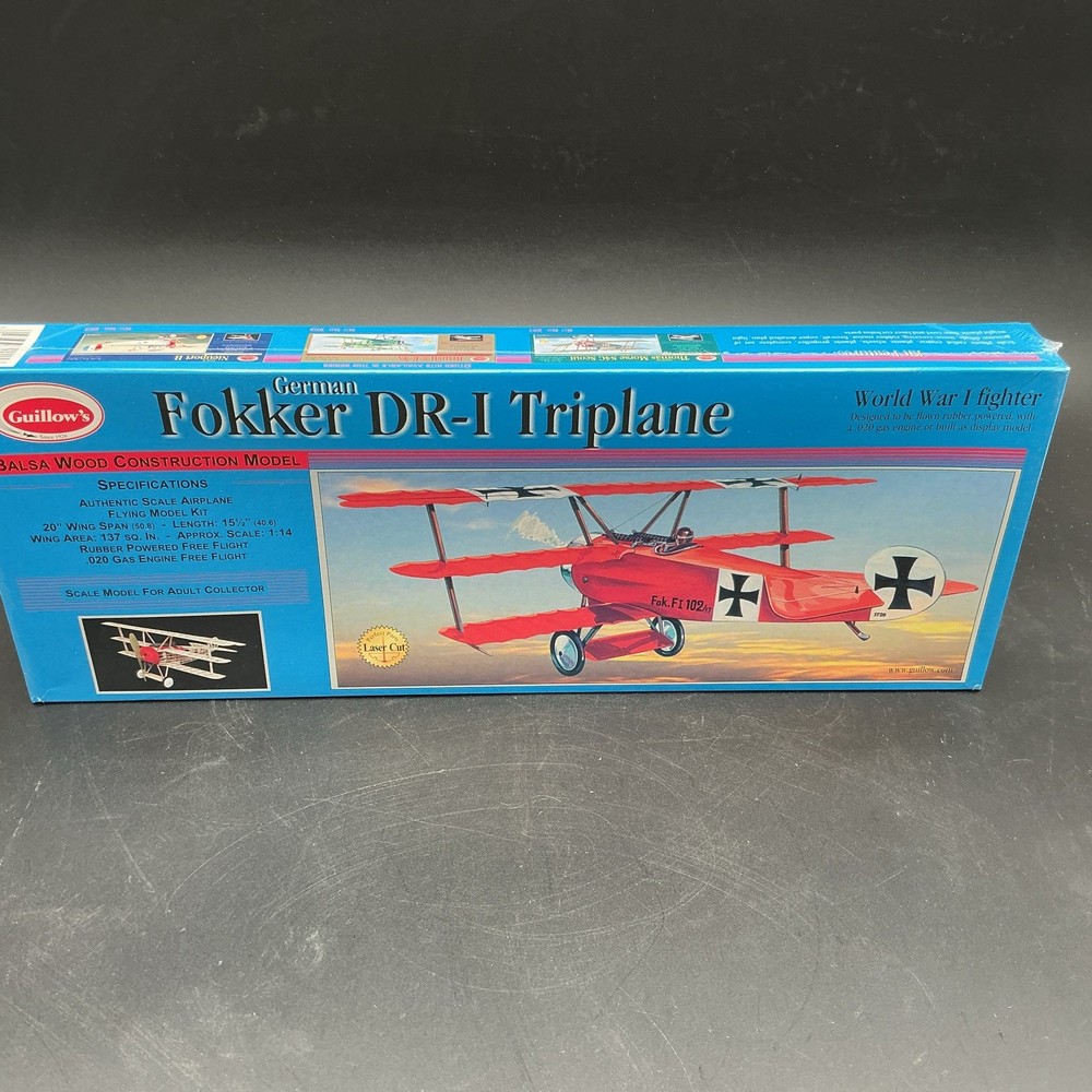Guillow’s German Fokker DR-1 Triplane Balsa Wood Model WW1 Airplane ModelKit 204