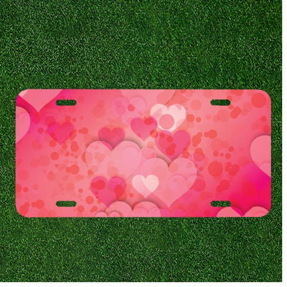Custom Personalized License Plate Car Tag With Banner Hearts Postcard