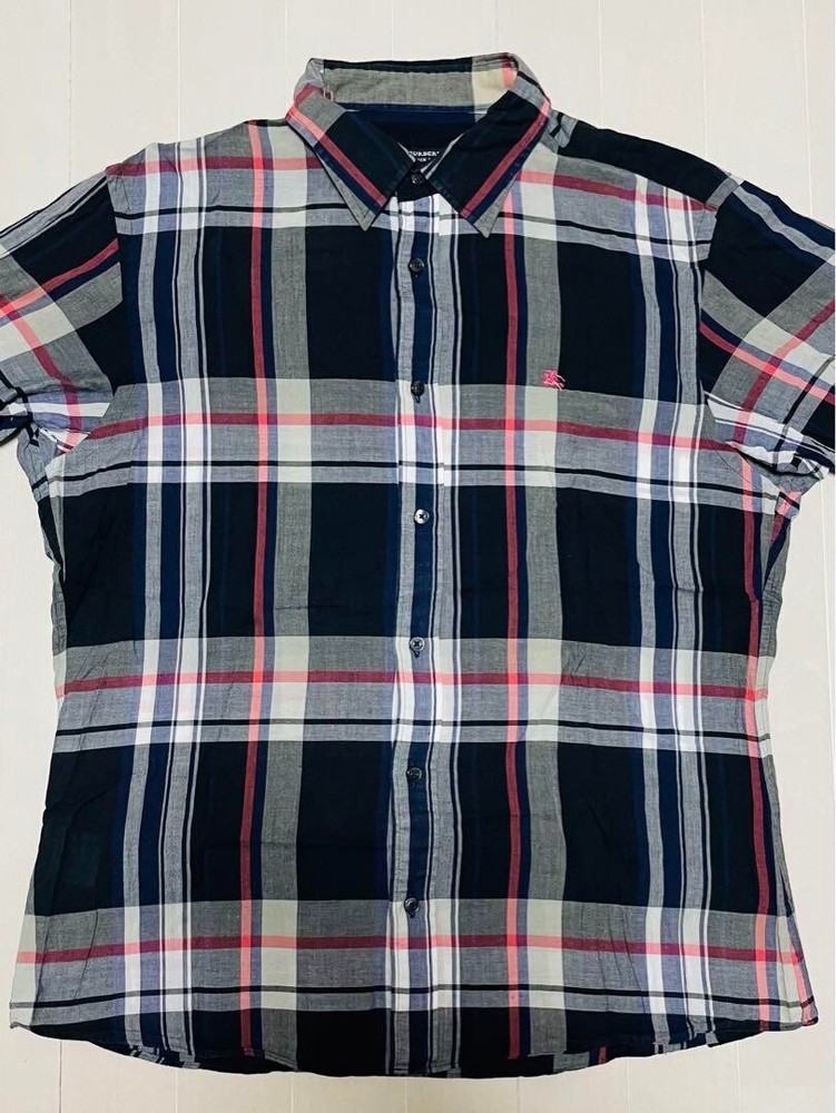 Burberry Black Label Short Sleeve Check Shirt Button down Men Size 3/M-L Used