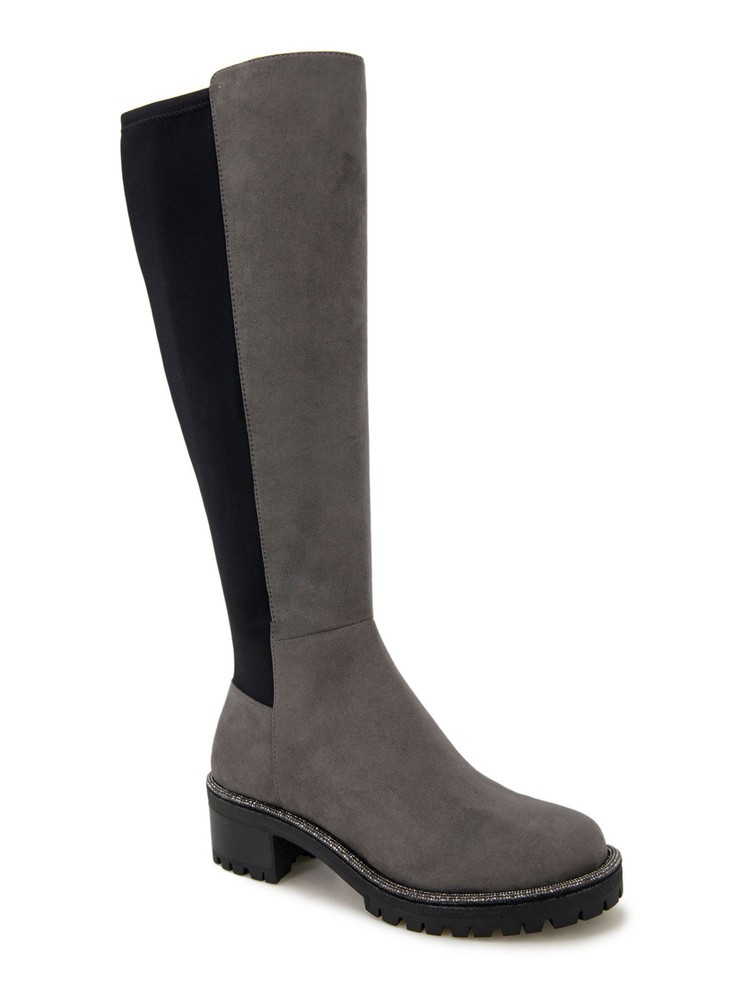 REACTION KENNETH COLE Womens Gray Tate Round Toe Block Heel Riding Boot 7 M