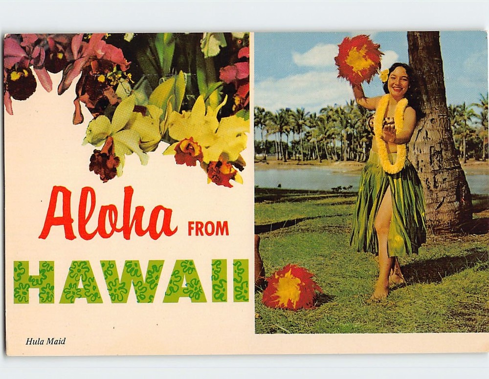 Postcard Hula Maid Aloha from Hawaii USA