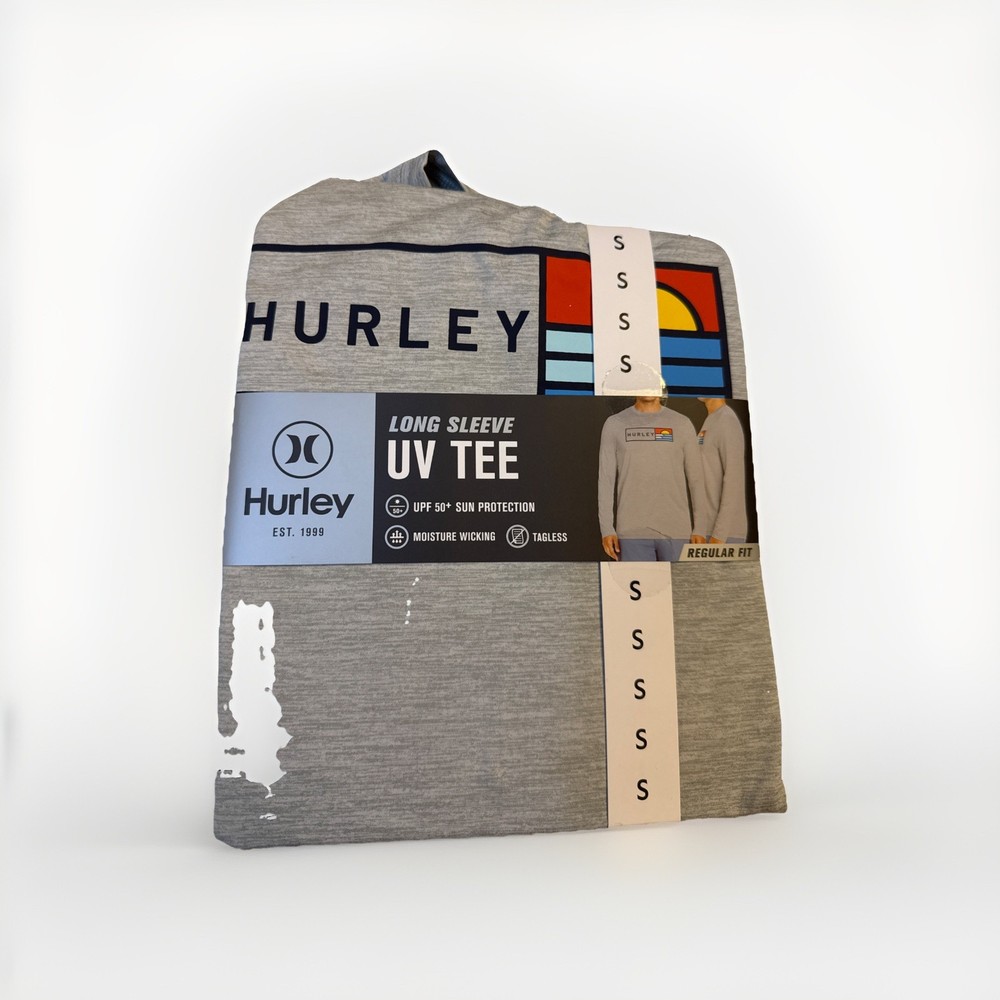 Hurley Grey Long Sleeve Sun Protection Sz S Mens Shirt NWT 21A