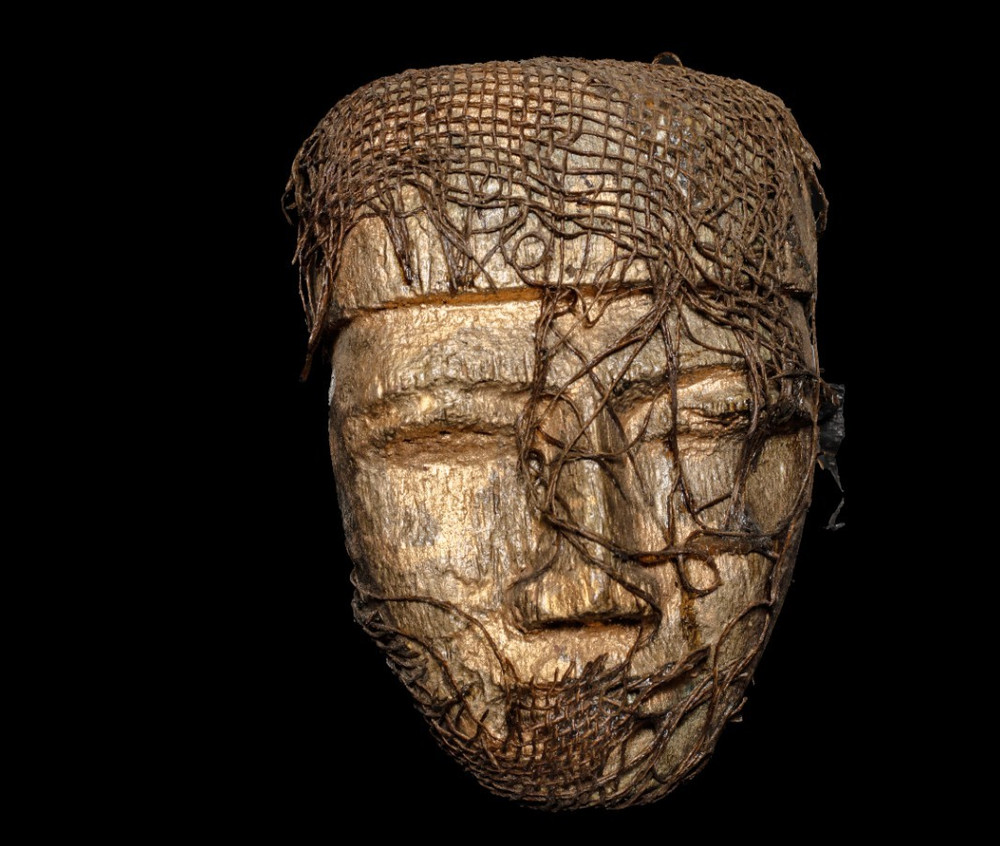 Ancient Egyptian Pharaoh Funerary Mask Wooden Royal Artifact Figure BC
