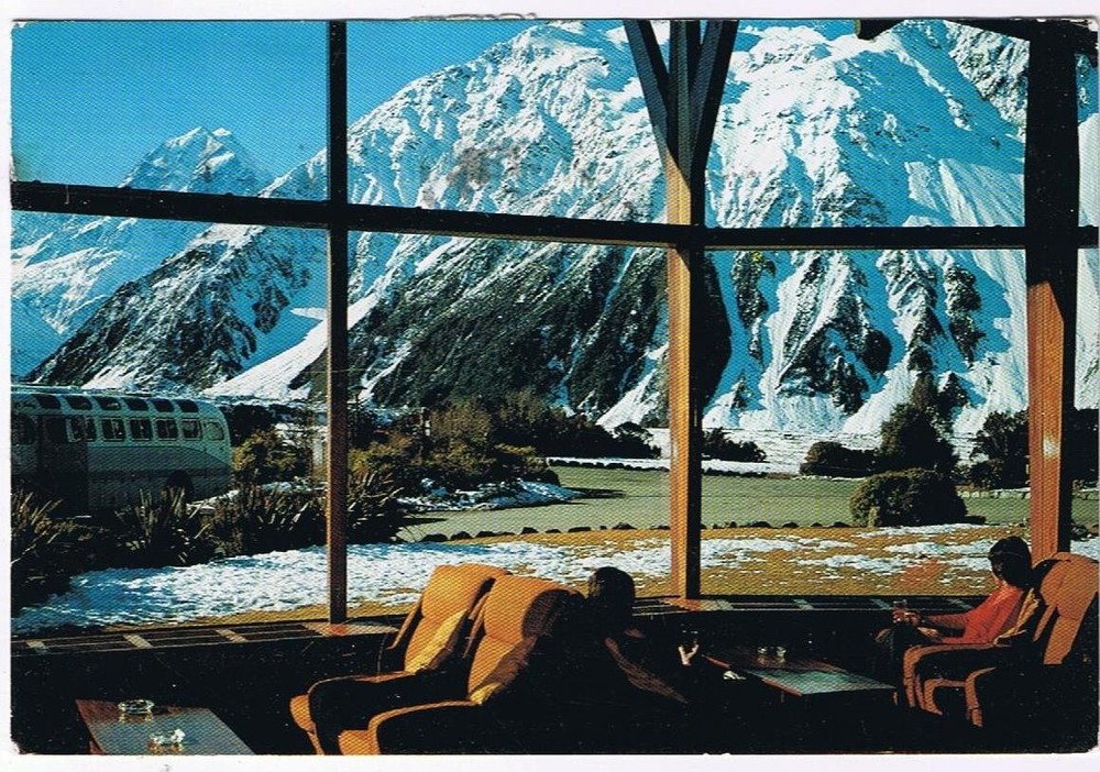 New Zealand Postcard Mt Cook & Mt Wakefield From Hermitage Lounge