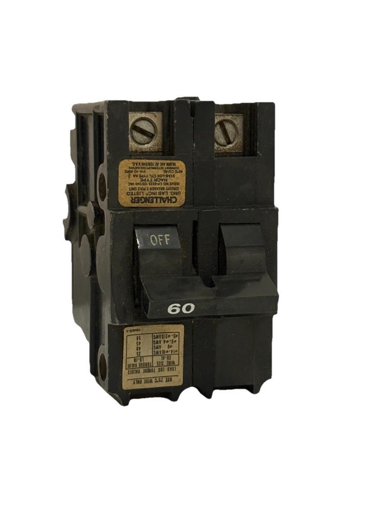 FPE AMERICAN/Challenger NA260 2 Pole 60 Amp Stab Lok Circuit Breaker - Black