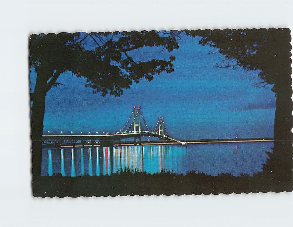 Postcard The Mackinac bridge At Night In Michigan