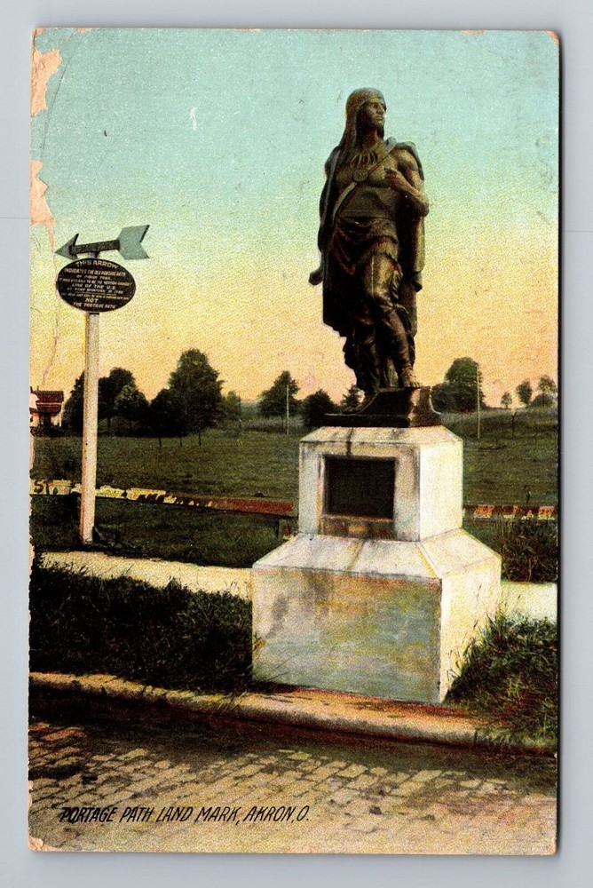 Akron OH-Ohio, Portage Path Land Mark, c1907, Vintage Postcard