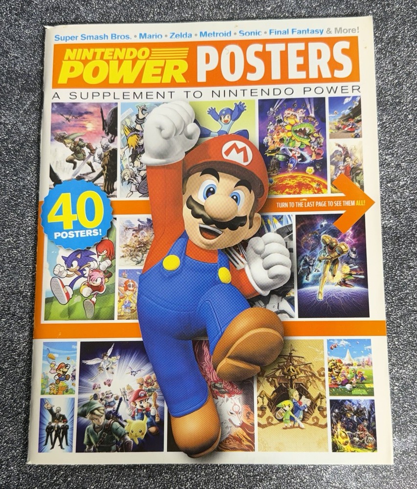 Nintendo Power Posters 2008 Magazine Luigi Zelda Mario Sonic 40 Poster Book RARE
