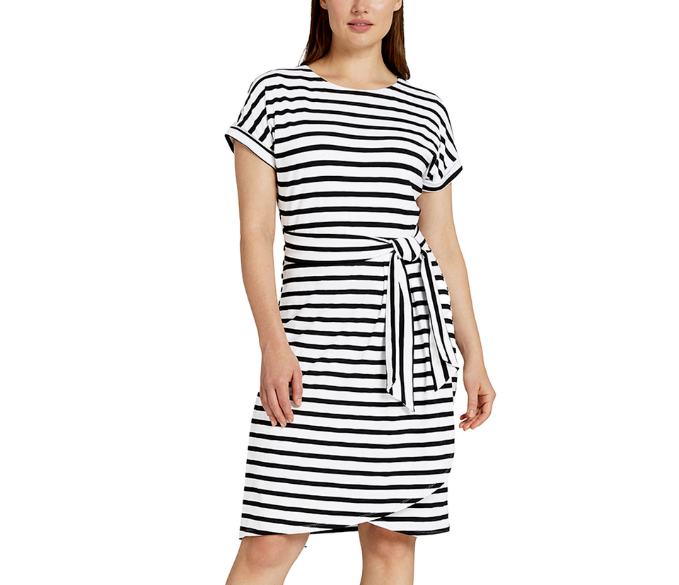Chaps Women's Crewneck Knit Dress, Black & White, Size S