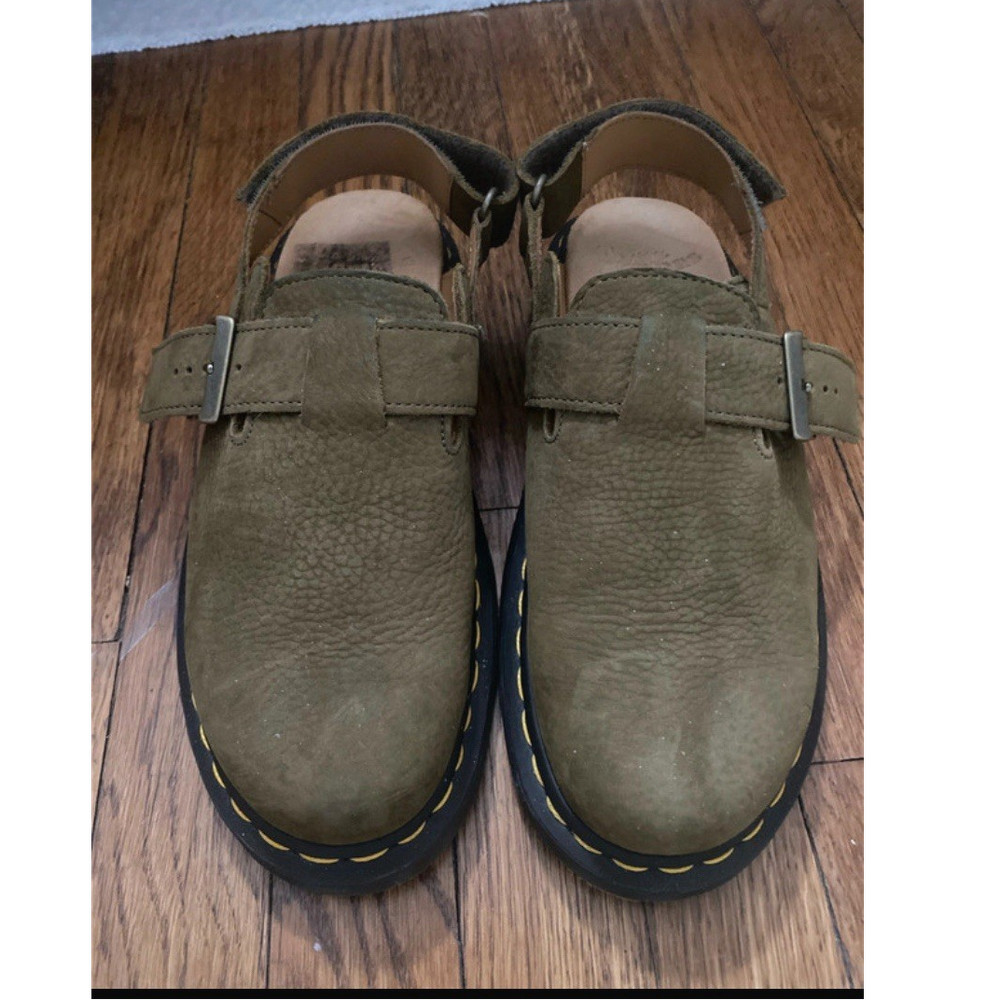 Dr. Martens Green Leather Buckle Strap Clogs Men’s US 8 EU 41 UK 7