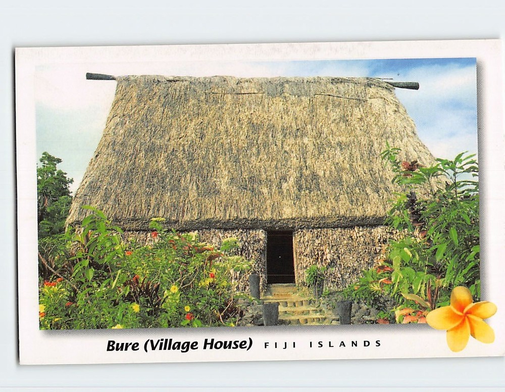 Postcard Bure Village House Fiji