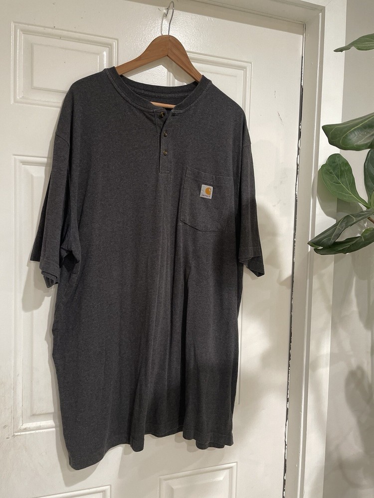 Carhartt Original Fit Workwear Henley Pocket Tee Shirt Gray Men's 2XL Tall