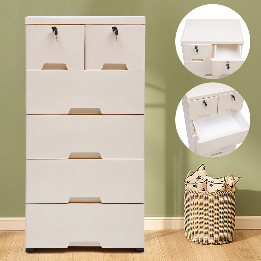 Lockable 6-Drawer PP Storage Cabinet for Garage Tools and Organizing