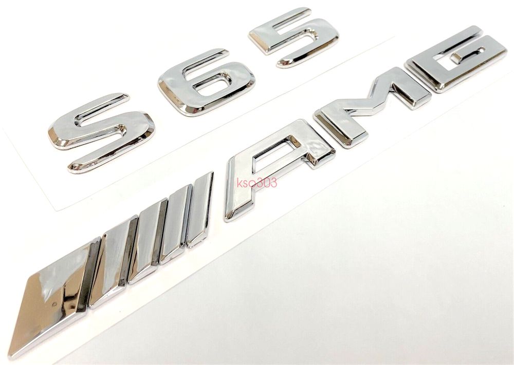 #2 CHROME S65 + AMG FIT MERCEDES S65 REAR TRUNK EMBLEM BADGE LETTERS NAMEPLATE