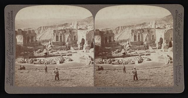 Photo:Taormina Sicily Italy Ancient Theatre Erna 1906 Stereo View