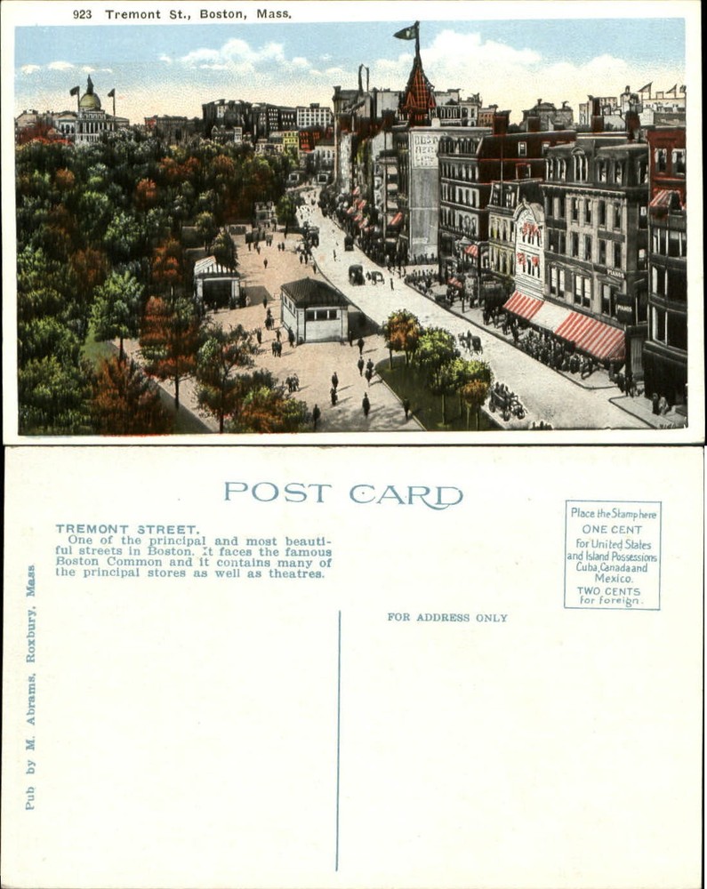 Tremont Street aerial view Boston Massachusetts ca 1910