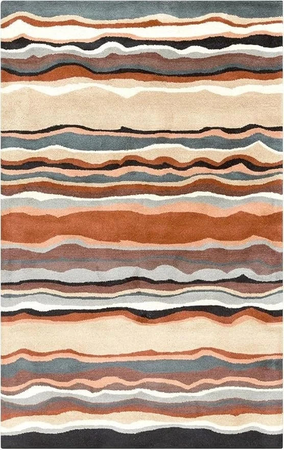 Hand Tufted Geometric Wool Area Rug Handmade Modern Abstract Multicolor Room Rug