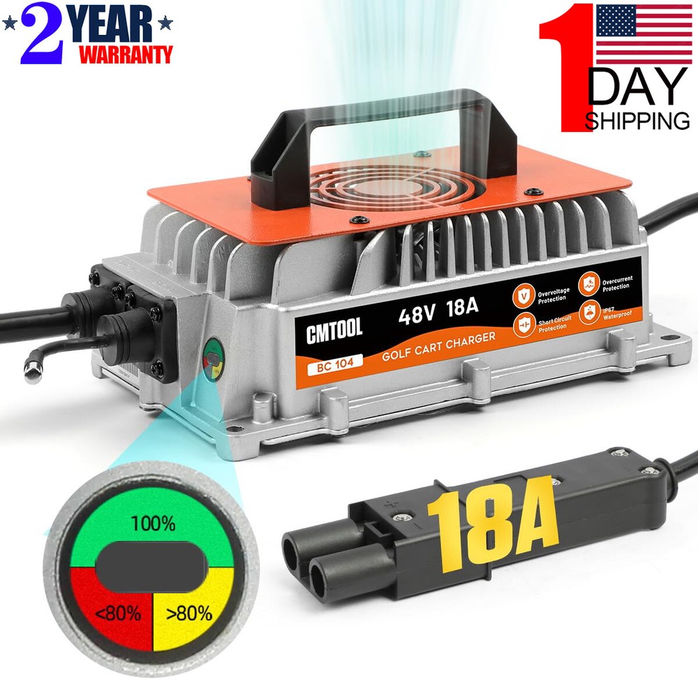 48V 18A Yamaha G19-G22 Golf Cart Lead-Acid Battery Trickle Charger with Aluminum Housing-image