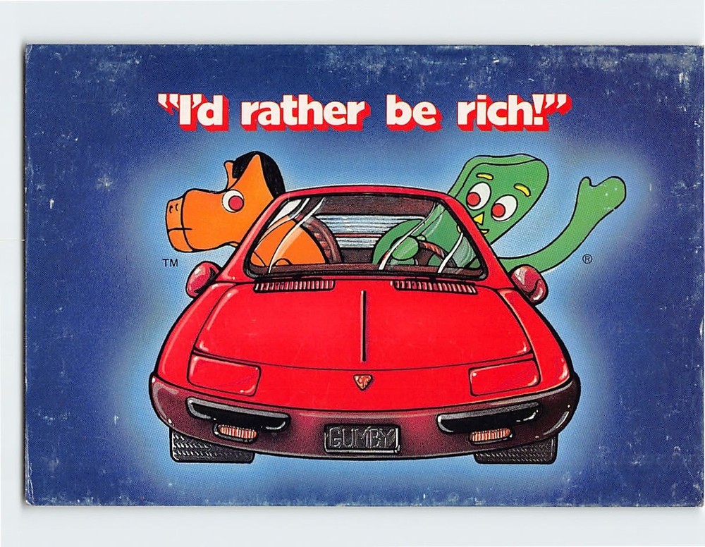 Postcard Id rather be rich! Gumby Pokey