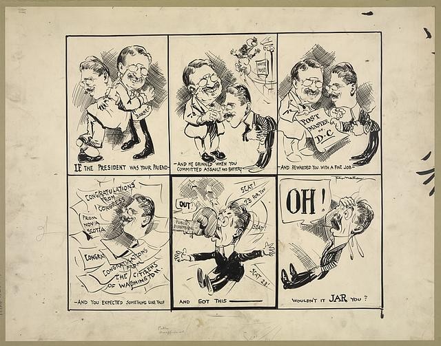 Theodore Roosevelt Barnes Washington DC 1906 Political Cartoon Postmaster