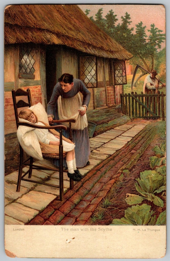 Antique Postcard The Man The Scythe London, England 1900s