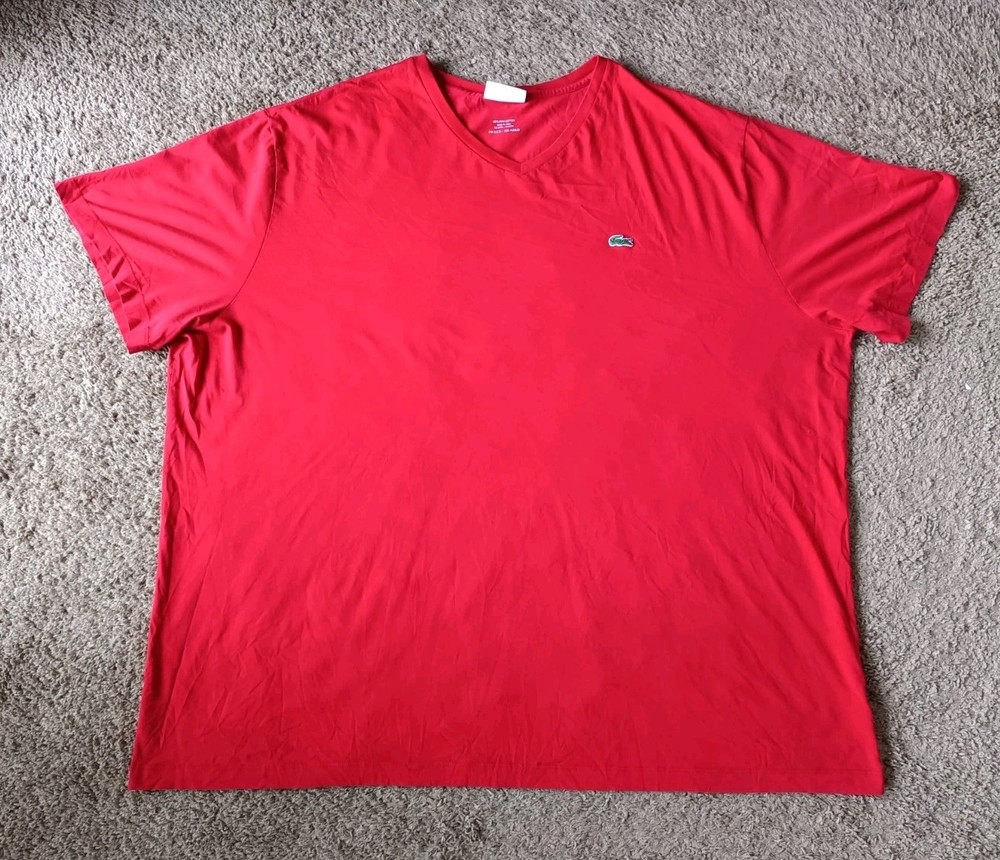 Lacoste T-Shirt Men's 4XL Embroidered Pima Cotton Red Short Sleeve