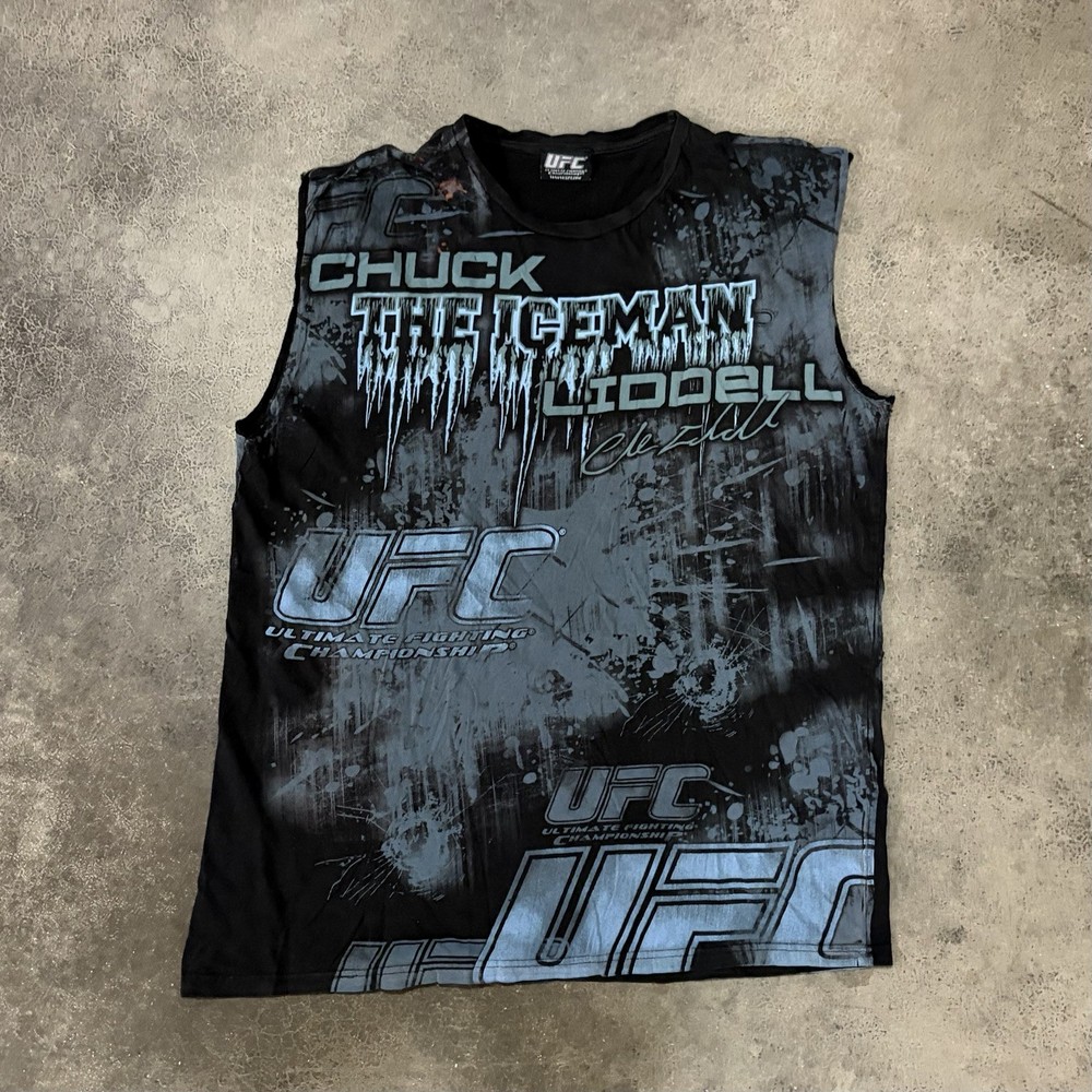 Vintage Y2K UFC Chuck Liddell Iceman Mens XL Cutoff Sleeveless Graphic Gym Shirt