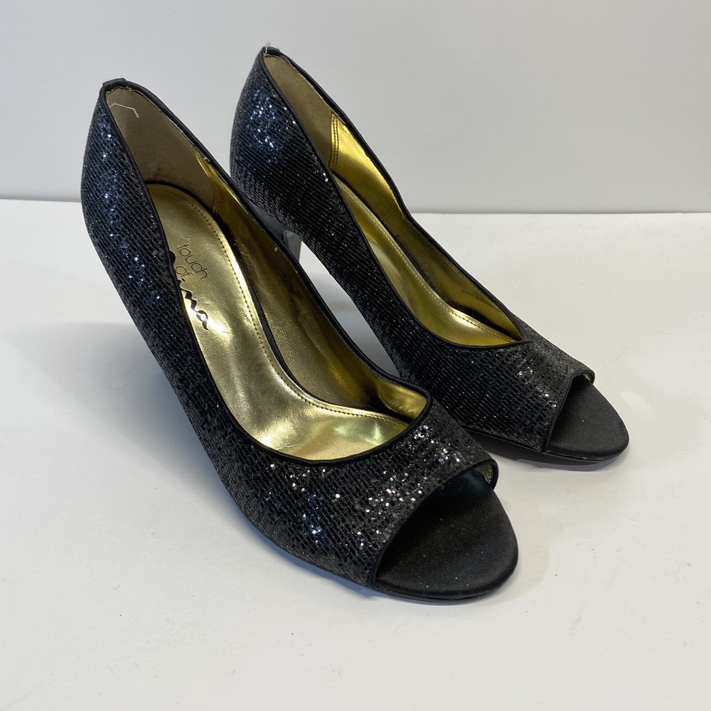 The Touch of Nina Fendala Black Glitter Womens High Heels size 7.5 M