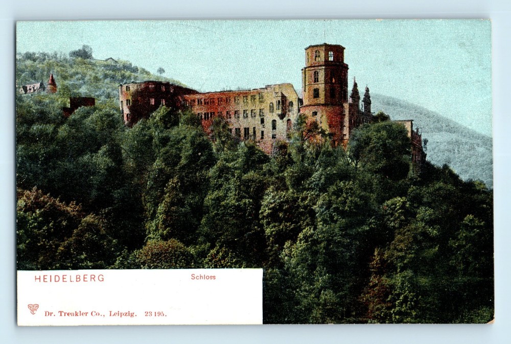 Heidelberg Castle Tower Schloss Dr Trenkler co Leipzig Germany Postcard C2