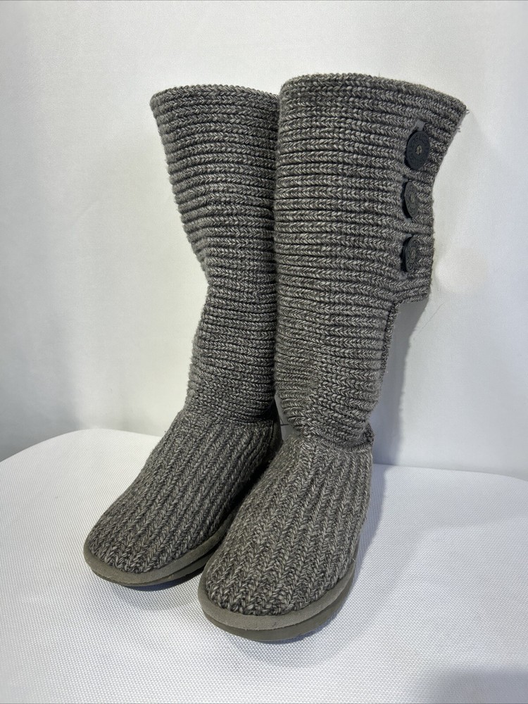 Grey UGG Australia Size 7 Sweater Boots with Side Buttons
