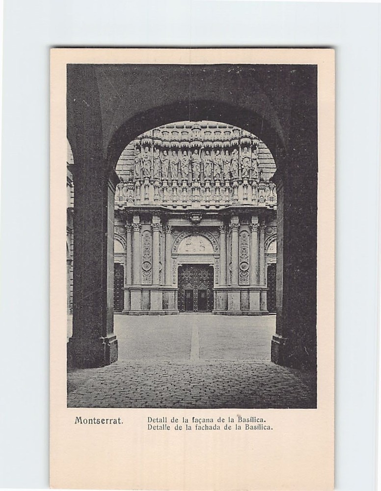 Postcard Detail of the Facade of the Basilica Montserrat Spain