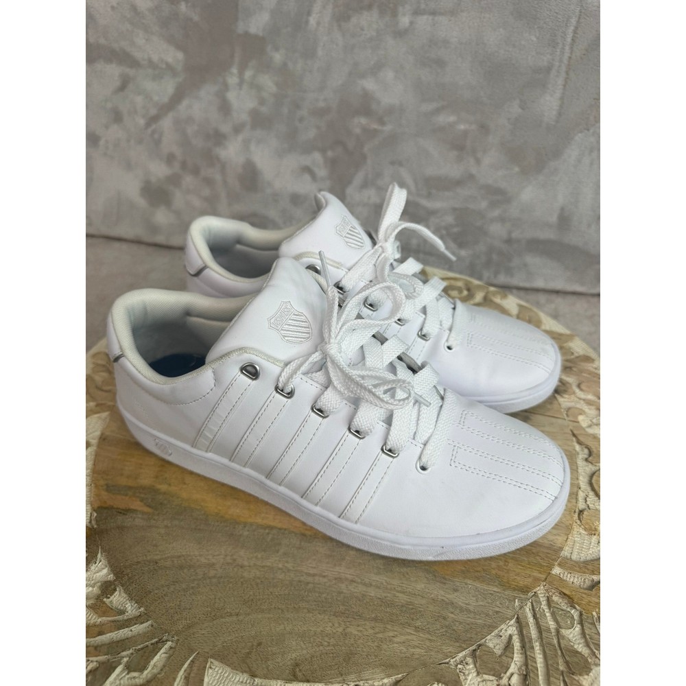 K Swiss Classic White Leather Lace Up Low Top Men's Sneakers Shoes Size 10