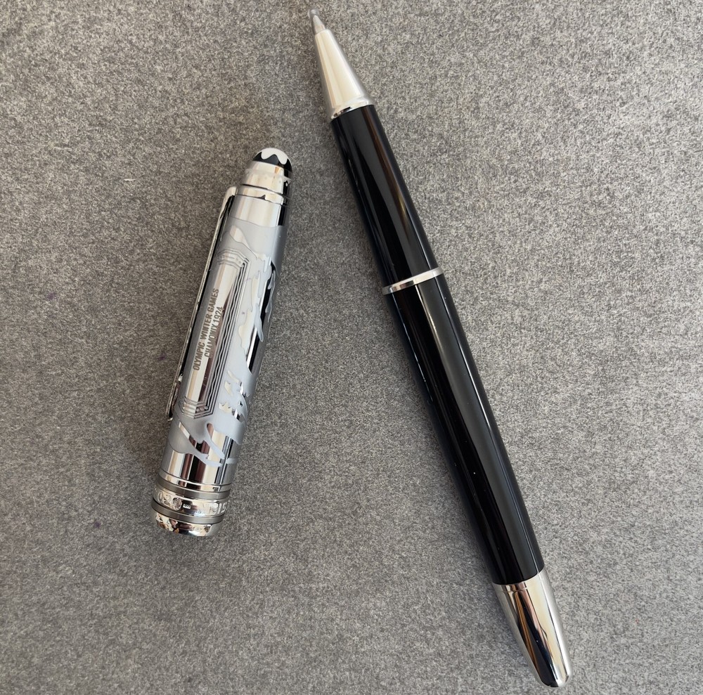 Deluxe Olympic Chamonix Series Black+Steel Color 0.7mm Rollerball Pen No Box