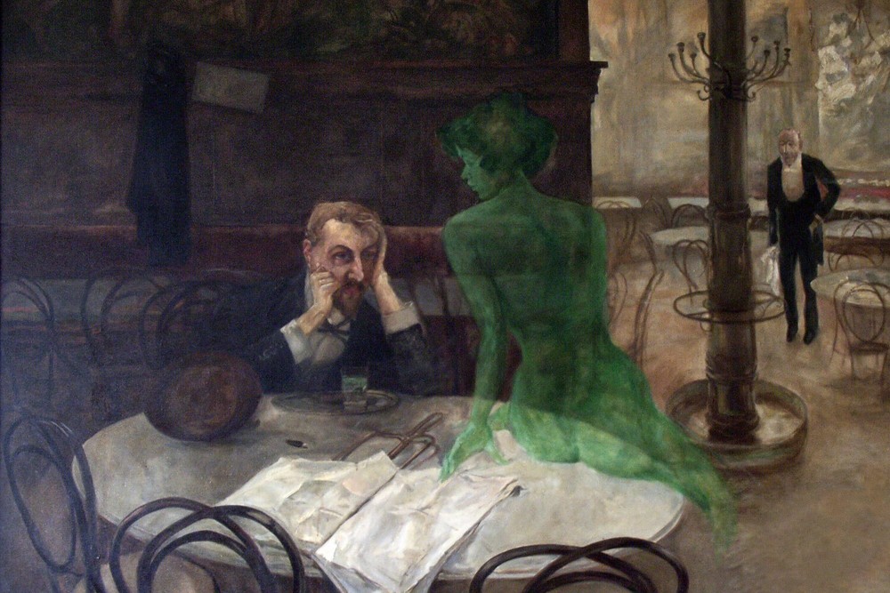 The Absinthe Drinker Viktor Oliva 1901 Painting Poster Art Print-image
