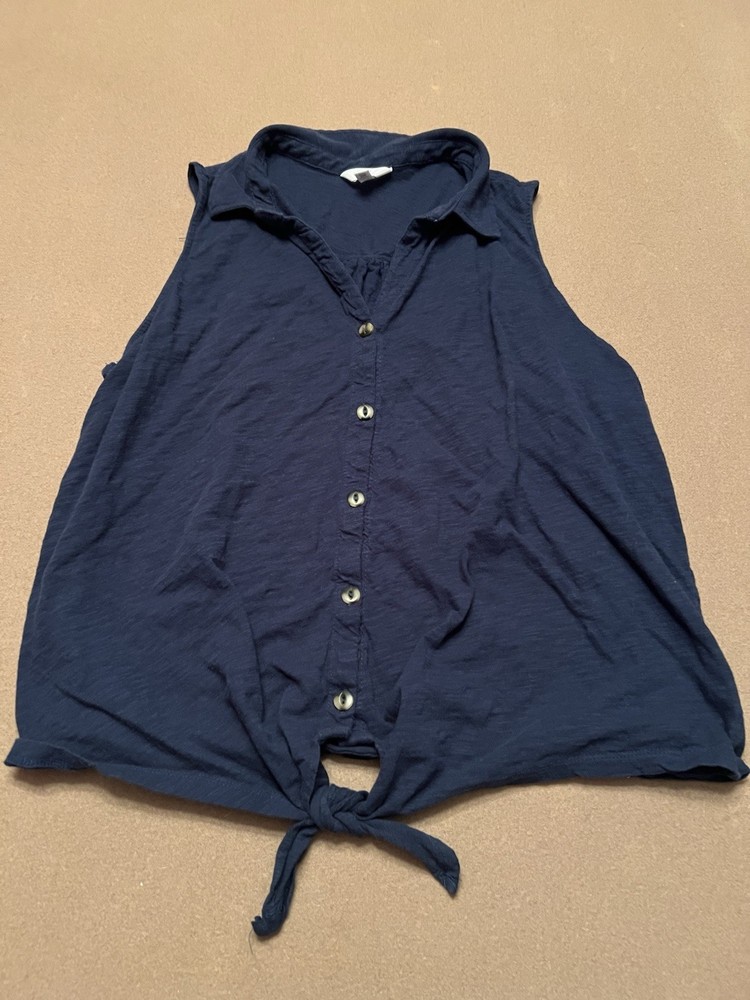 Time and Tru Women's Sleeveless Button Front Tank Top With Tie Size XXXL