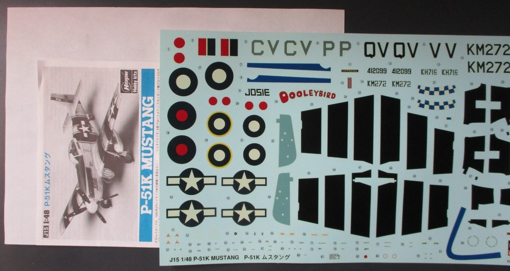 Hasegawa 1/48th Scale P-51K Mustang - Decals from Kit No. 09131