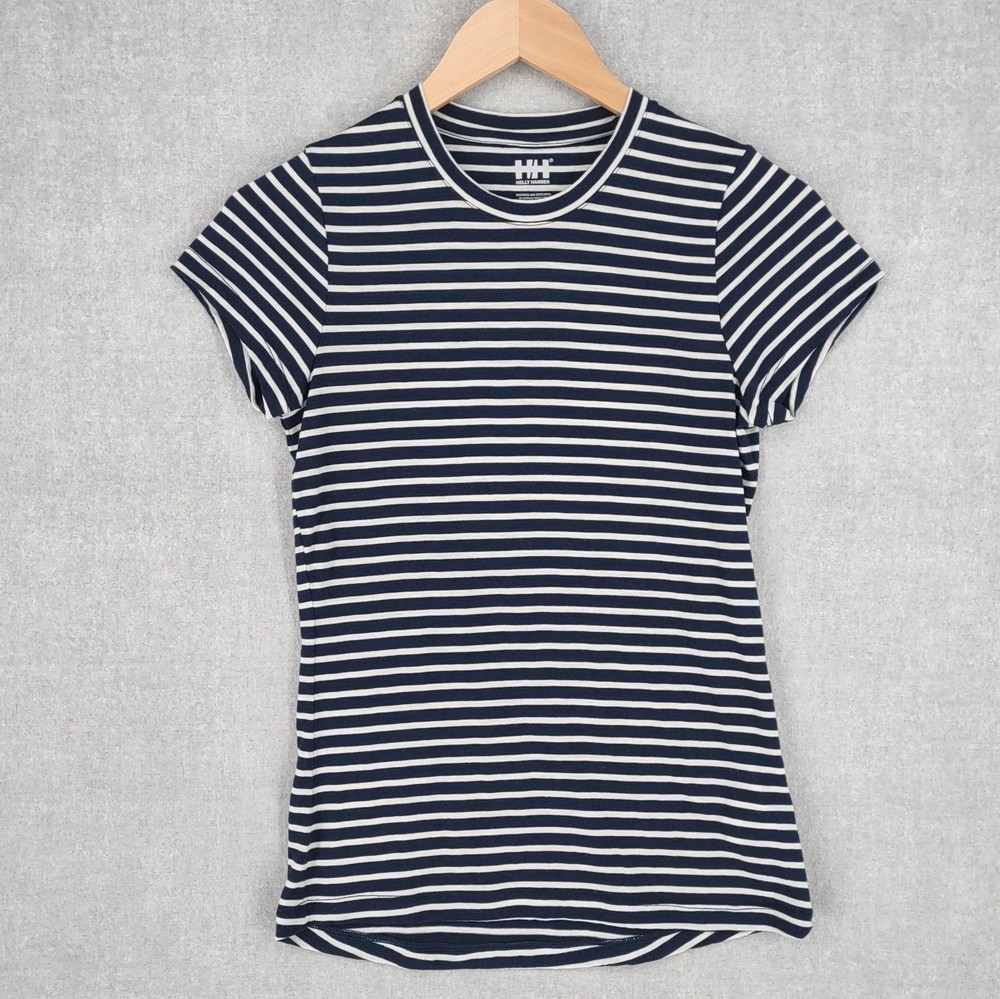 Helly Hansen Top Extra Small Navy Stripe Merino Wool Blend Breton Nautical Tee