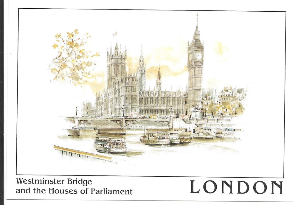 Postcard: Westminster Bridge & Houses of Parliament, London, England - Unposted