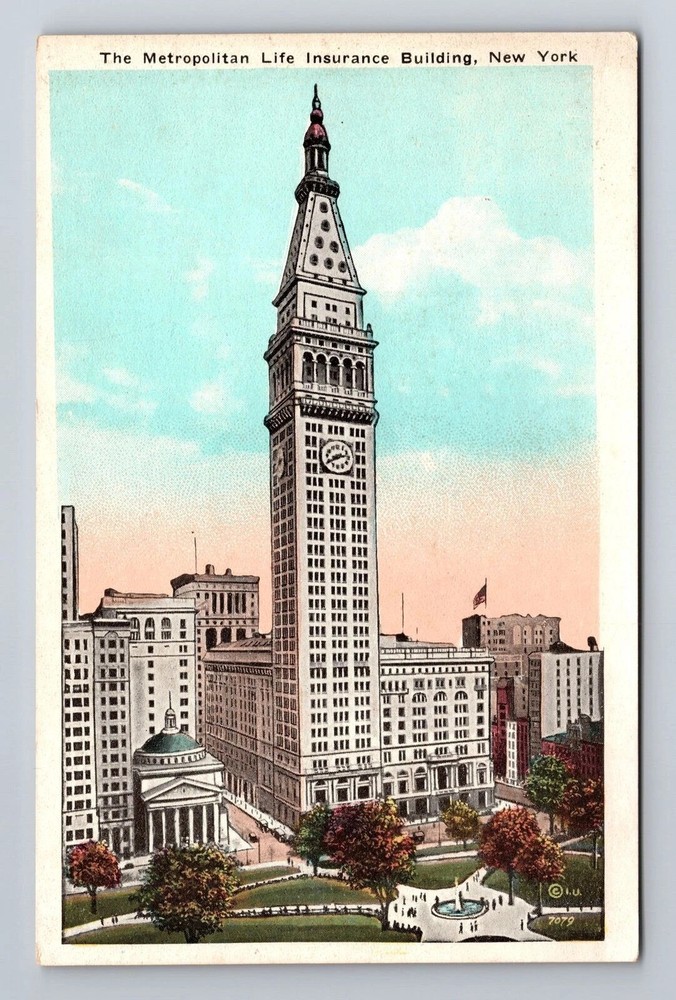 New York City NY, Metropolitan Life Insurance Bldg, Antique Vintage Postcard
