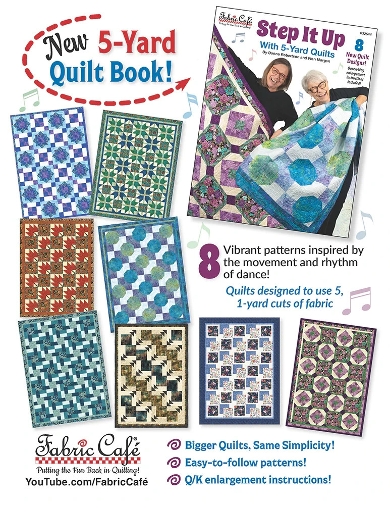 Fabric Cafe book 8 patterns 5 yard quilts new trendy fast easy