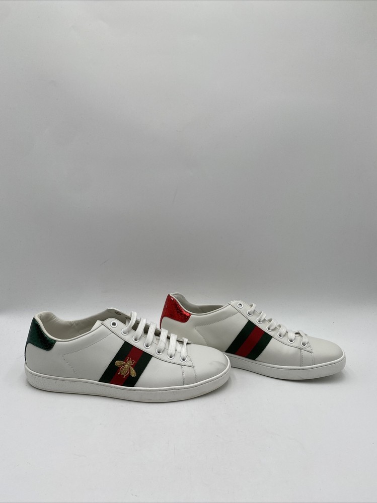 Gucci Ace Bee Embroidered White Sneakers Size 38.5-image