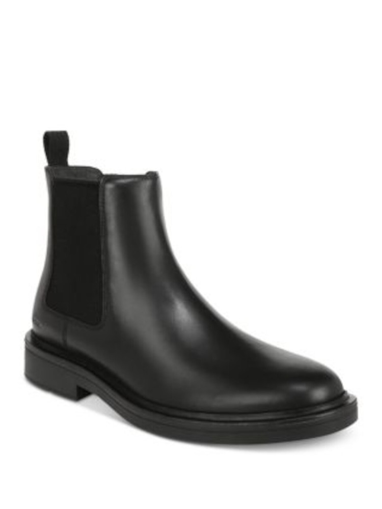 VINCE Black Erik Leather Chelsea Boots for Men Block Heel Size 9.5 M