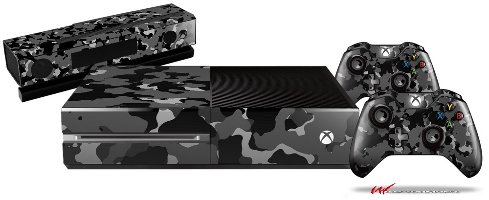 Old School Camouflage Camo Black Skin Set fits XBOX One Console Controllers