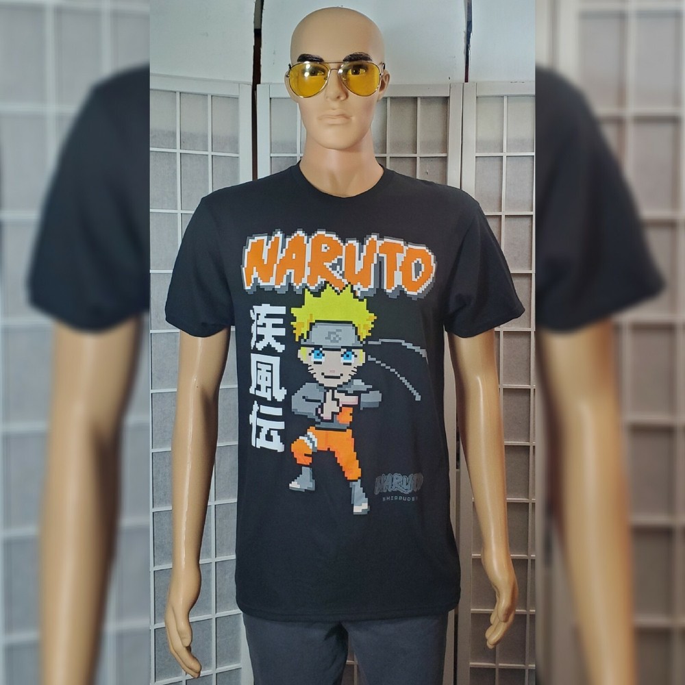 Naruto Chibi Shippuden Anime Collection Tshirts Men's Size S Regular Fit Black