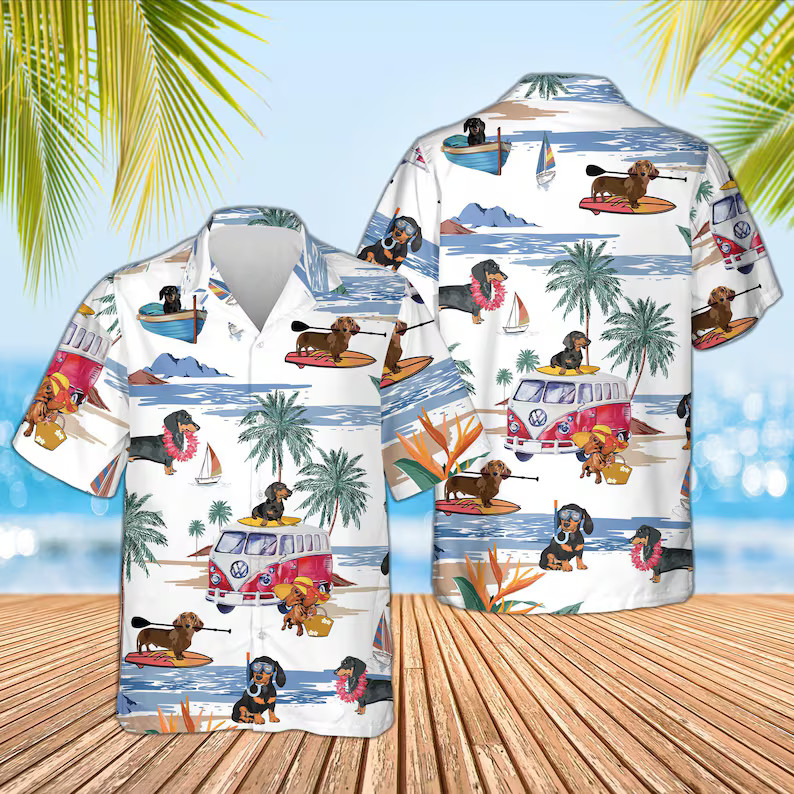 Dachshund Hawaii Shirt Men Women Tropical Dog Lover